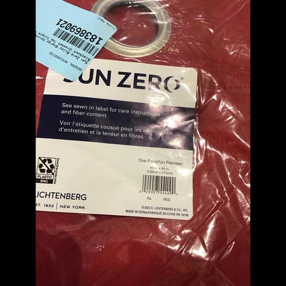 Set of 2 Sun zero curtain panels, red, 40x84 - Picture 2 of 3